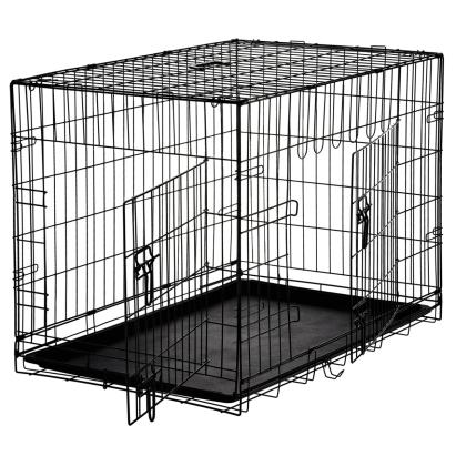 Cusca metalica pentru caine XL, pliabila, cu tava detasabila si maner, 91x57x63 cm, negru Household NewTrend