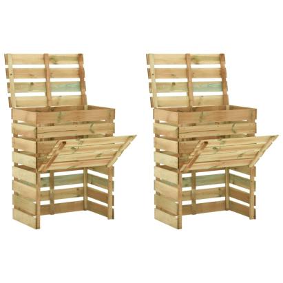 Compostor grădină din șipci 2 buc. 80x50x100 cm lemn pin tratat GartenMobel Dekor