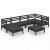 Set mobilier de grădină, 7 piese, negru, lemn masiv de pin GartenMobel Dekor