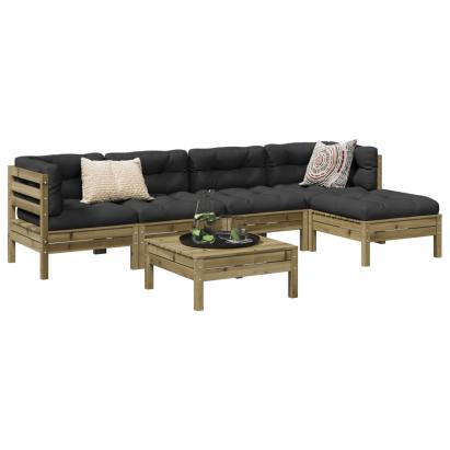 Set canapele de grădină cu perne, 6 piese, lemn de pin tratat GartenMobel Dekor