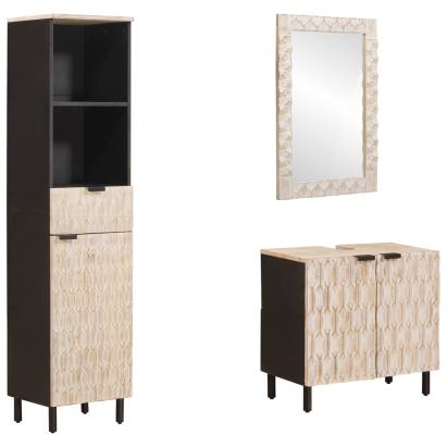 Seturi de baie cu sertar Finisaj Alb Spălat Lemn de mango solid GartenMobel Dekor