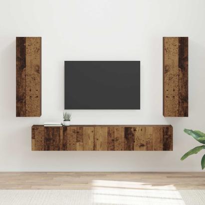 Set comodă TV Pe perete 3 pcs Lemn vechi Lemn compozit GartenMobel Dekor