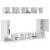Set comodă TV Pe perete 5 pcs Alb lucios Lemn compozit GartenMobel Dekor