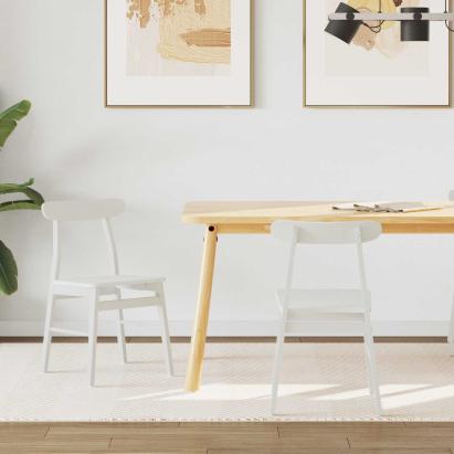 Scaun de sufragerie 2 pcs Alb Lemn Solid de Cauciuc GartenMobel Dekor