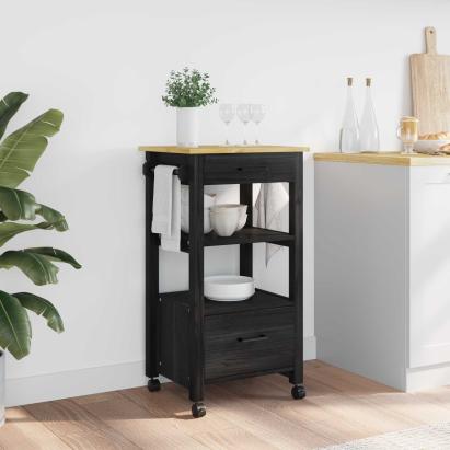 Troler de Bucătărie Simplu Negru GartenMobel Dekor