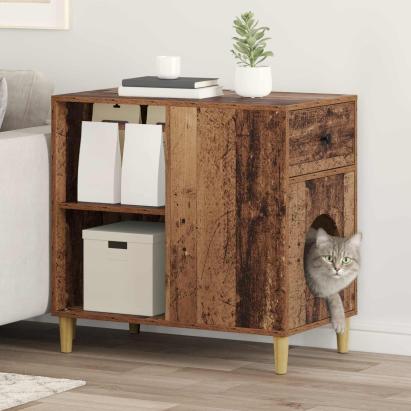 Casa pentru pisici Lemn vechi 72 x 42.5 x 70 cm Lemn compozit GartenMobel Dekor