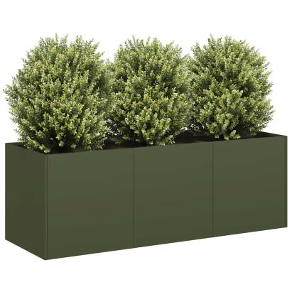 Jardinieră verde măsline 120x40x40 cm oțel laminat la rece GartenMobel Dekor
