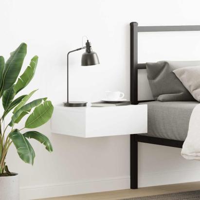 Noptieră suspendată alb extralucios 40x30x15 cm lemn prelucrat GartenMobel Dekor