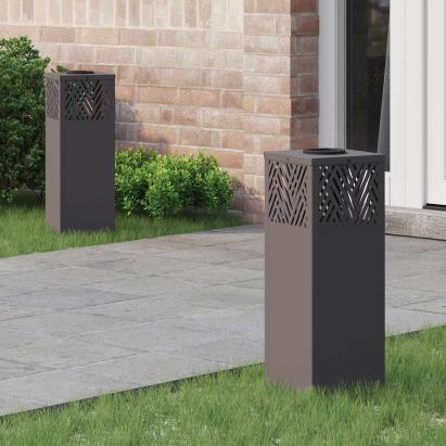 Lumină LED Solară pentru Alei 2 pcs Negru Oțel laminat la rece GartenMobel Dekor