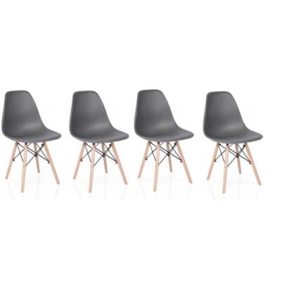 Set scaun stil scandinav, 4 bucati, lemn si PP, gri, max 125 kg, 46x50x82 cm GartenVIP DiyLine