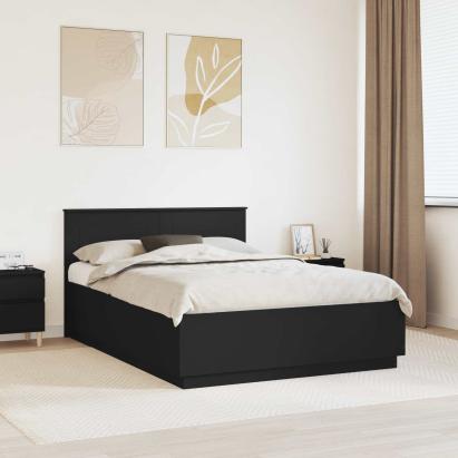 Cadru de pat cu headboard Negru 150 x 200 cm Lemn compozit GartenMobel Dekor