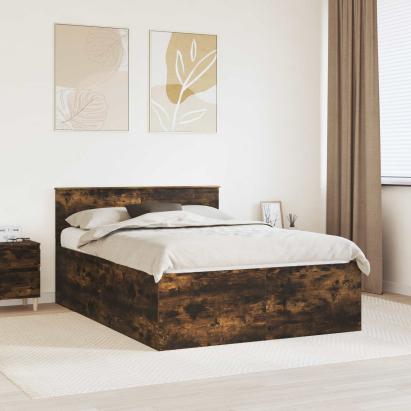 Cadru de pat Stejar fumuriu 150 x 200 cm Lemn compozit GartenMobel Dekor