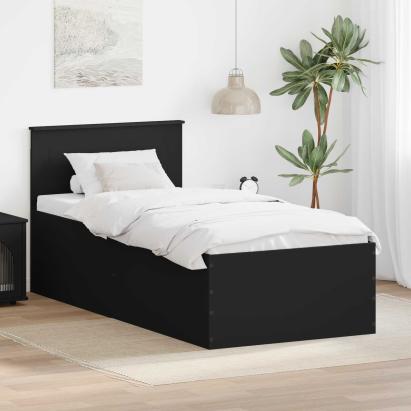 Cadru de pat cu headboard Negru 120 x 200 cm Lemn compozit GartenMobel Dekor