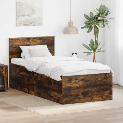 Cadru de pat Stejar fumuriu 90 x 200 cm Lemn compozit GartenMobel Dekor