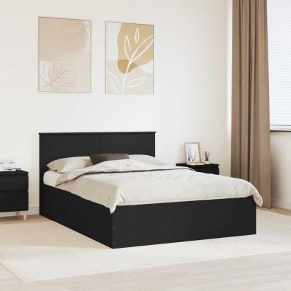 Cadru de pat cu headboard Negru 140 x 190 cm Lemn compozit GartenMobel Dekor