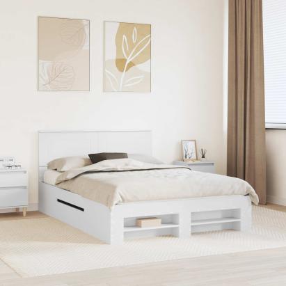Cadru de pat cu headboard Alb 150 x 200 cm Lemn compozit GartenMobel Dekor