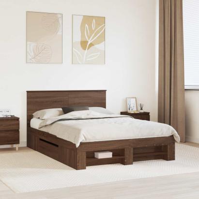 Cadru de pat Stejar închis 140 x 200 cm Lemn compozit GartenMobel Dekor