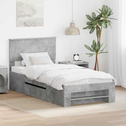 Cadru de pat Gri din beton 90 x 200 cm Lemn compozit GartenMobel Dekor