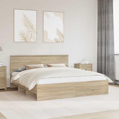 Cadru de pat Stejar Sonoma 200 x 200 cm Lemn compozit GartenMobel Dekor