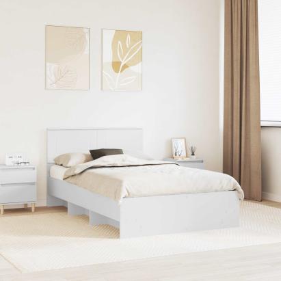 Cadru de pat cu headboard Alb 137 x 203 cm Lemn compozit GartenMobel Dekor