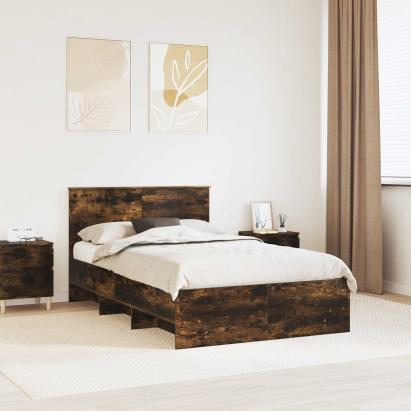 Cadru de pat Stejar fumuriu 120 x 123 cm Lemn compozit GartenMobel Dekor