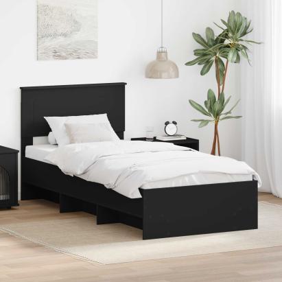 Cadru de pat cu headboard Negru 80 x 200 cm Lemn compozit GartenMobel Dekor