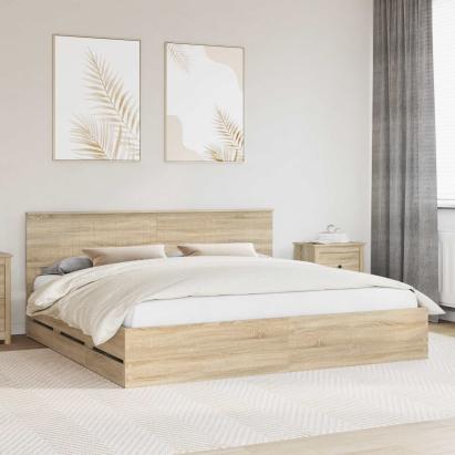 Cadru de pat Stejar Sonoma 200 x 200 cm Lemn Ingineresc GartenMobel Dekor