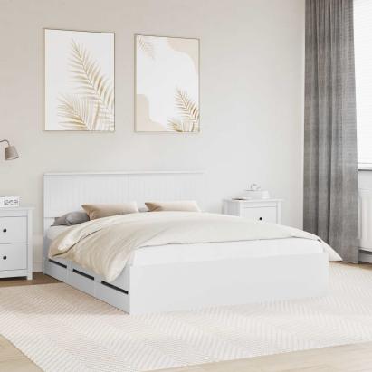 Cadru de pat cu sertar Alb 160 x 200 cm Lemn Ingineresc GartenMobel Dekor
