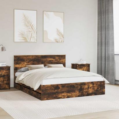 Cadru de pat Stejar fumuriu 160 x 200 cm Lemn Ingineresc GartenMobel Dekor