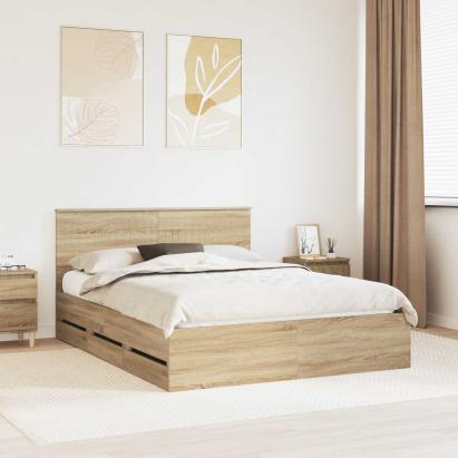 Cadru de pat Stejar Sonoma 150 x 200 cm Lemn Ingineresc GartenMobel Dekor