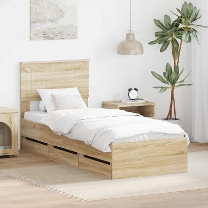 Cadru de pat Stejar Sonoma 75 x 190 cm Lemn Ingineresc GartenMobel Dekor