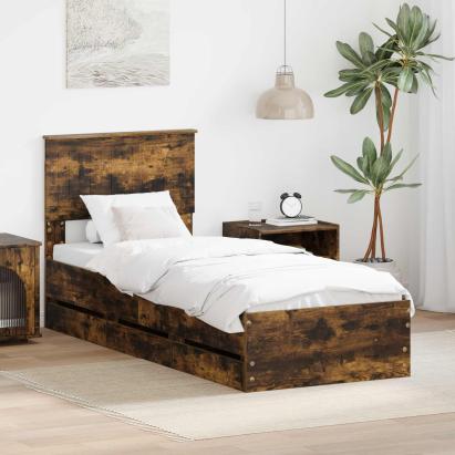 Cadru de pat Stejar fumuriu 75 x 190 cm Lemn Ingineresc GartenMobel Dekor