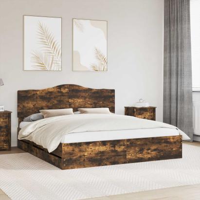 Cadru de pat Stejar fumuriu 180 x 200 cm Lemn Ingineresc GartenMobel Dekor
