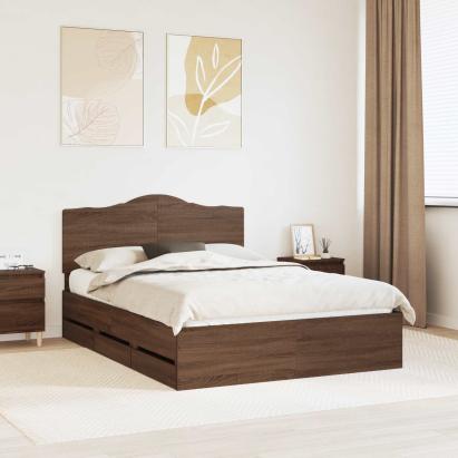 Cadru de pat Stejar închis 140 x 200 cm Lemn Ingineresc GartenMobel Dekor