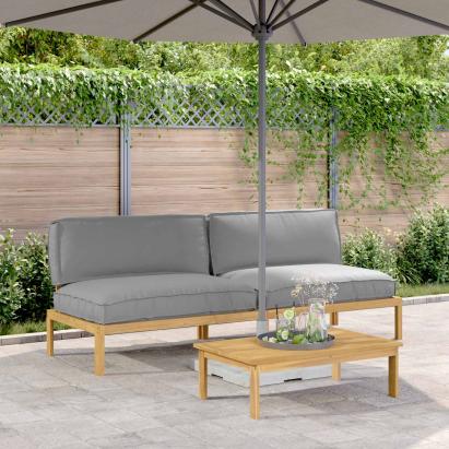 Set de canapea Simplu Gri 240 x 80 x 69 cm Lemn Solid de Acacia GartenMobel Dekor