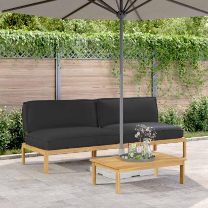 Set de canapea Negru 240 x 80 x 69 cm Lemn Solid de Acacia GartenMobel Dekor