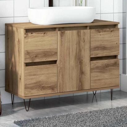 Dulap pentru baie stejar artizanal, 80x33x60 cm, lemn prelucrat GartenMobel Dekor