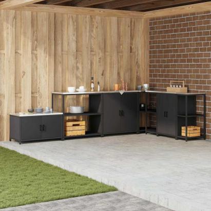 Depozitare pentru bucătărie cu raft Negru 60 x 50 x 92 cm Oțel GartenMobel Dekor