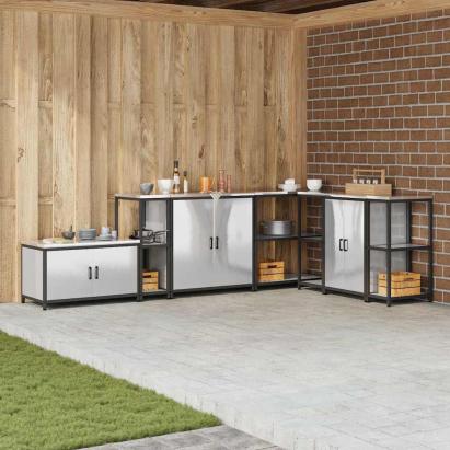 Depozitare pentru bucătărie Argintiu 60 x 50 x 92 cm Oțel GartenMobel Dekor