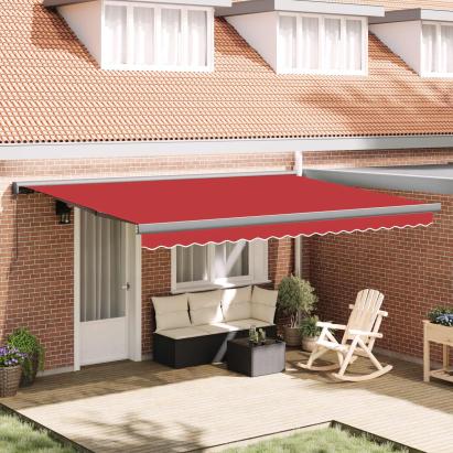 Cortina Retractabilă Manual Roșu 4 ×3 m Pânză GartenMobel Dekor