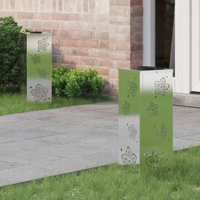 Lumină LED Solară pentru Alei 2 pcs Oţel inoxidabil GartenMobel Dekor