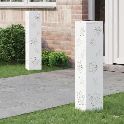 Lumină LED Solară pentru Alei 2 pcs Alb Oțel laminat la rece GartenMobel Dekor