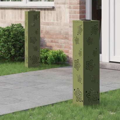 Lumină LED Solară pentru Alei 2 pcs Verde măsliniu GartenMobel Dekor