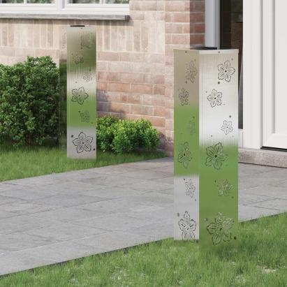 Lumină LED Solară pentru Alei 2 pcs Oţel inoxidabil GartenMobel Dekor