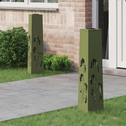 Lumină LED Solară pentru Alei 2 pcs Verde măsliniu GartenMobel Dekor