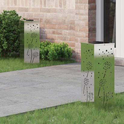 Lumină LED Solară pentru Alei 2 pcs Oţel inoxidabil GartenMobel Dekor