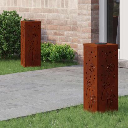 Lumină LED Solară pentru Alei 2 pcs Oțel Corten Oțel Corten GartenMobel Dekor