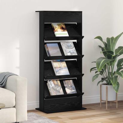 Raft pentru reviste Stejar Negru 70 x 41 x 156 cm Lemn compozit GartenMobel Dekor