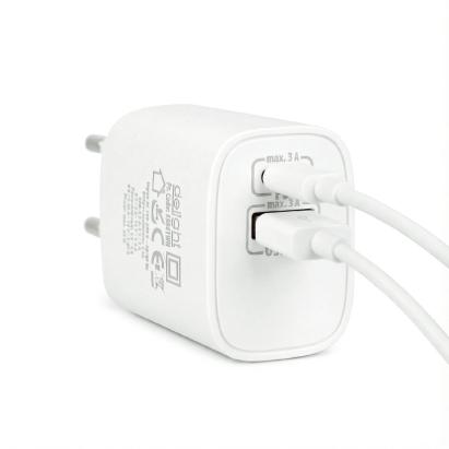 Încărcător Rapid Universal cu USB-A (QC 3.0) și USB-C PD 20W - Alb Best CarHome