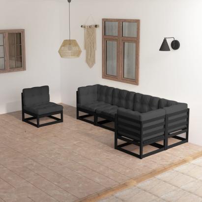Set mobilier grădină cu perne, 6 piese, lemn masiv pin GartenMobel Dekor